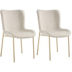 TecTake GmbH tectake 2 chaises rembourrées en velours forme ergonomique blanc/doré - 405647 - beige polyester 405647_0