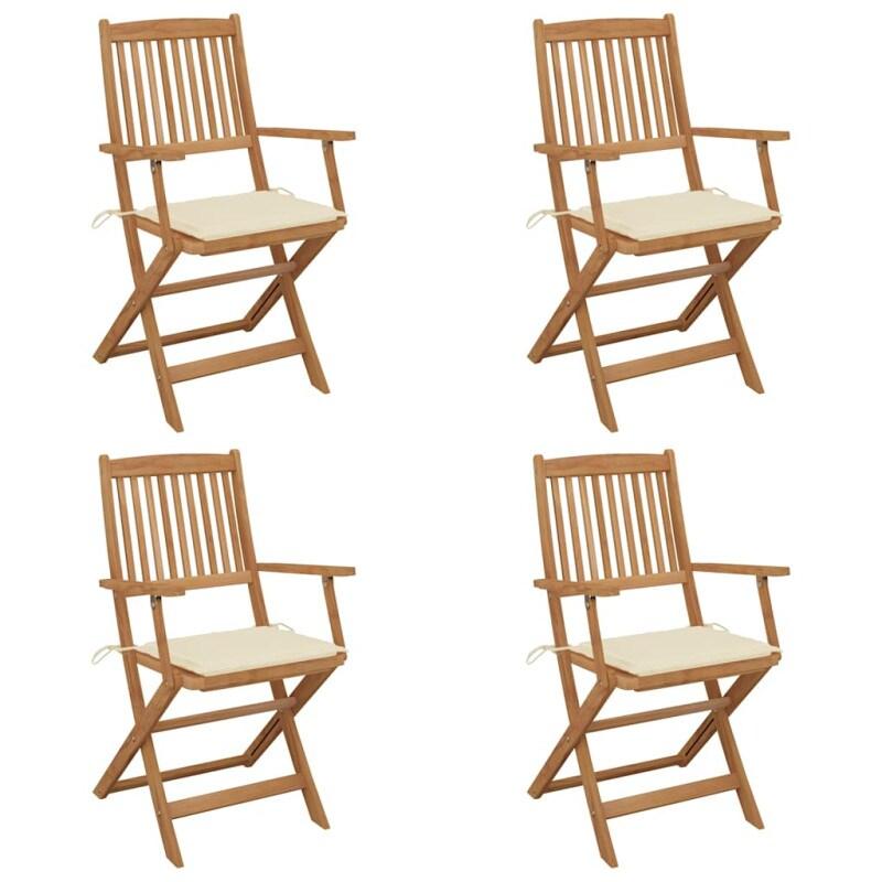 VidaXL Chaises Pliables De Jardin Lot De 4 Avec Coussins Bois D Acacia - beige 8720286285435_0