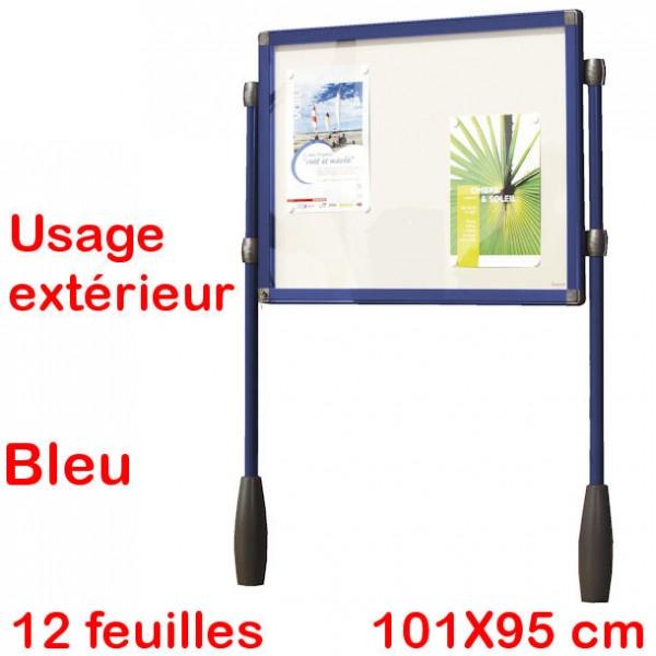 Vitrine sur piétement pour extérieur bleu - format 12 x A4 - Marque Rolléco_0