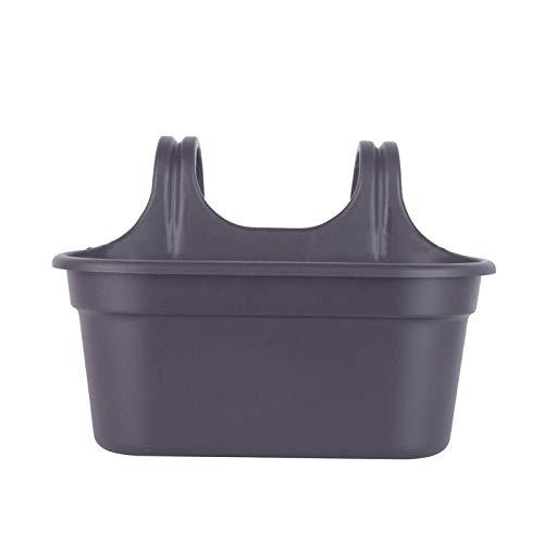 Pots de fleurs à suspendre pour balcon ou jardin - avec crochets - plastique recyclé - dimensions 37 x 25 x 16 cm - couleur gris_0
