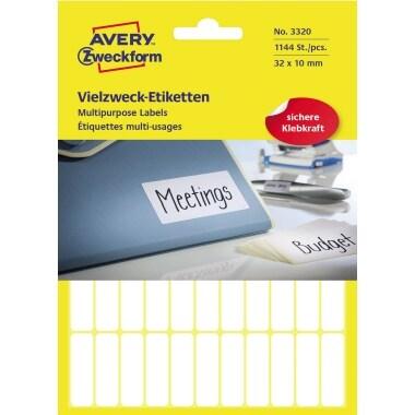 Avery Zweckform 1144 étiquettes multi-usages blanches, format 32 x 10 mm (26 feuilles / cdt) - 3320_0