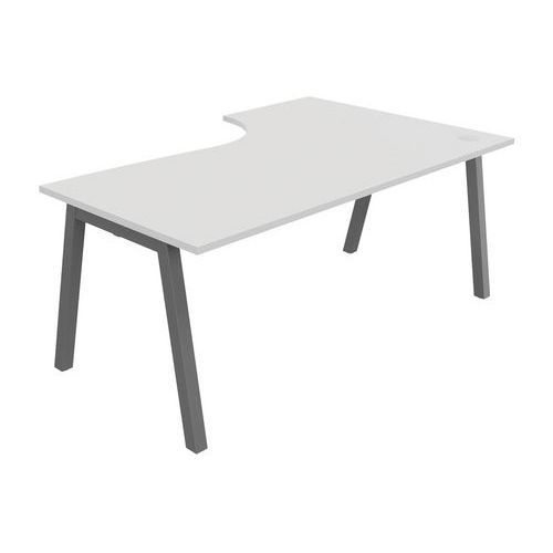 BUREAU COMPACT PARTAGE RETOUR GAUCHE 180 CM BLANC / ALU - BURONOMIC