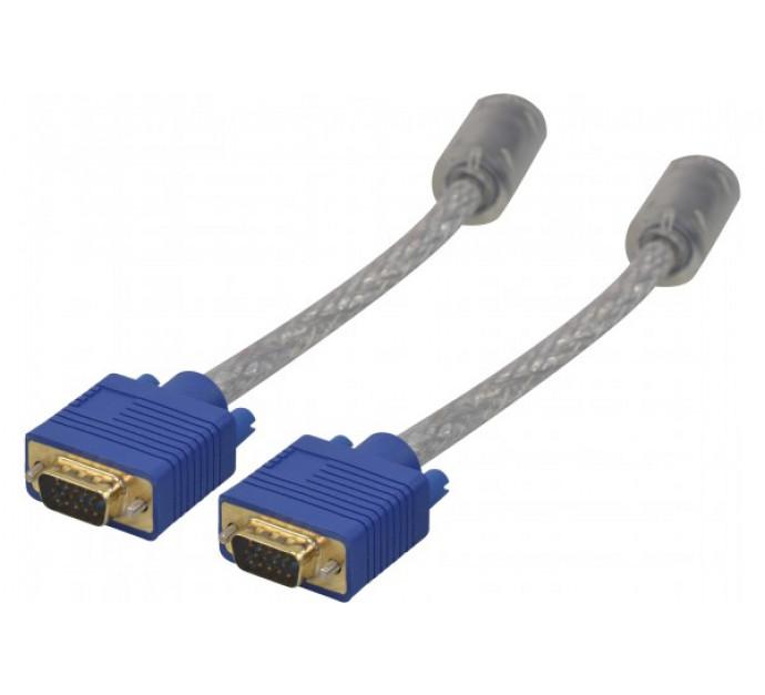 Câble SVGA transparent HD15 Mâle-Mâle - 15m - Connecteurs plaqués or - Résolution jusqu'à 1920x1200_0