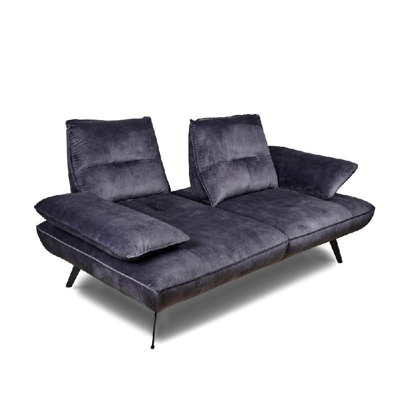 Canapé modulable TREK - dossier avance/recule - 2/3 places - velours gris graphite - design contemporain_0