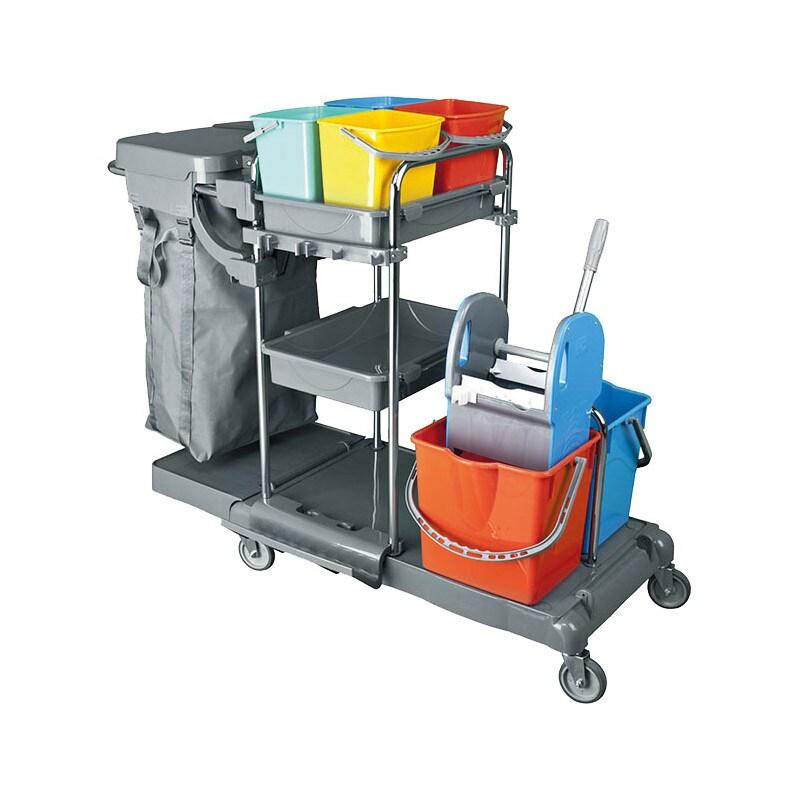 Chariot de nettoyage avec porte-sac et seau à franges - VIRTUS - 0615402230742_0