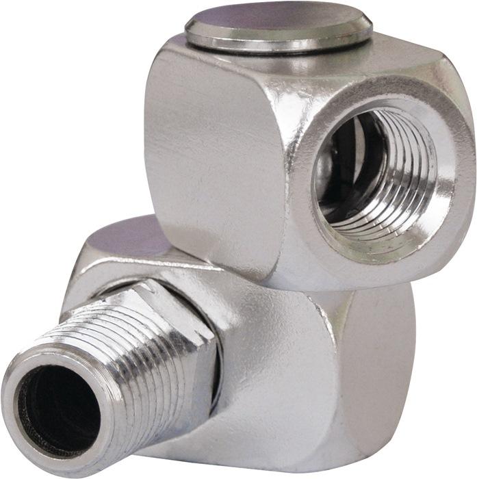 Connecteur pivotant pour air comprimé - Filet intérieur G 1/4 et extérieur G 1/4 pouces - Joint torique cylindrique - Aluminium - Pression max 10 bar - EWO_0