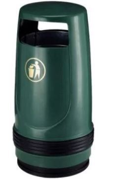 Corbeille Merlin 90 L - Poubelle extérieure en polyéthylène indéformable avec seau intérieur en acier galvanisé - 2 ouvertures - Verrouillage par serrure_0