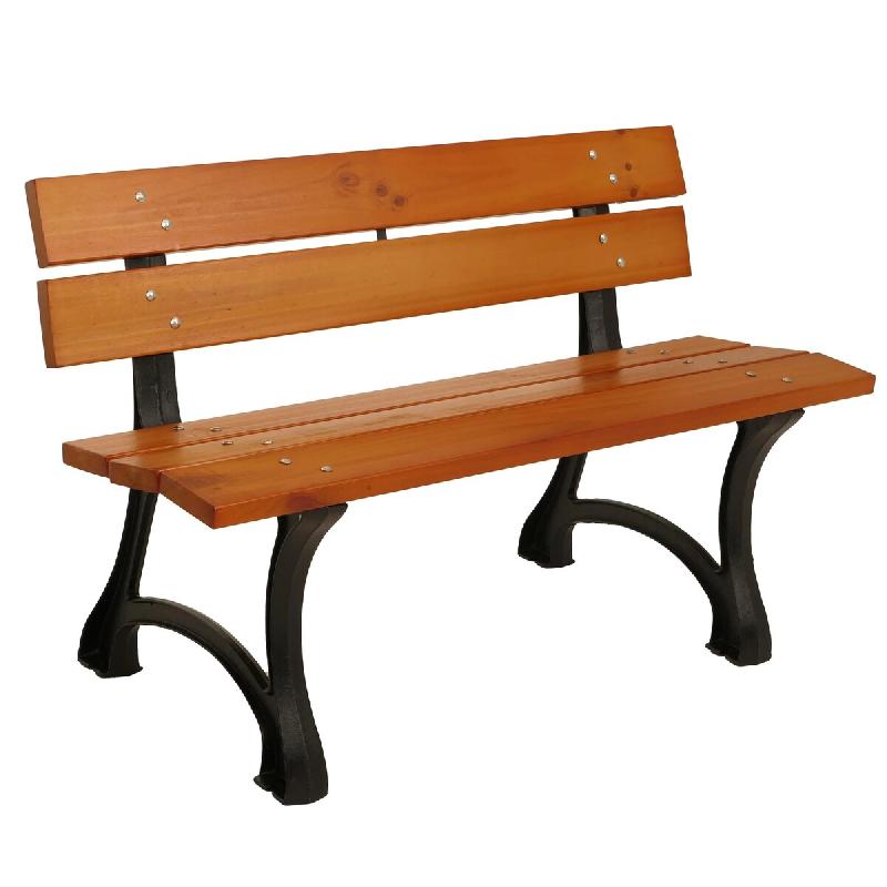 Décoshop26 - Banc de jardin avec dossier 2 places style parc classique 125 cm en bois de pin verni et fonte 04_0009566 - Bois massif 3000267544009_0