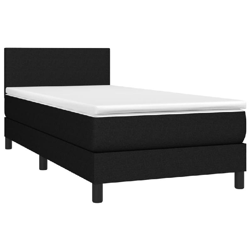 Décoshop26 - Cadre de lit LED avec sommier tête de lit matelas 80x200cm tissu noir TDL0209093 - noir 3001671247760_0