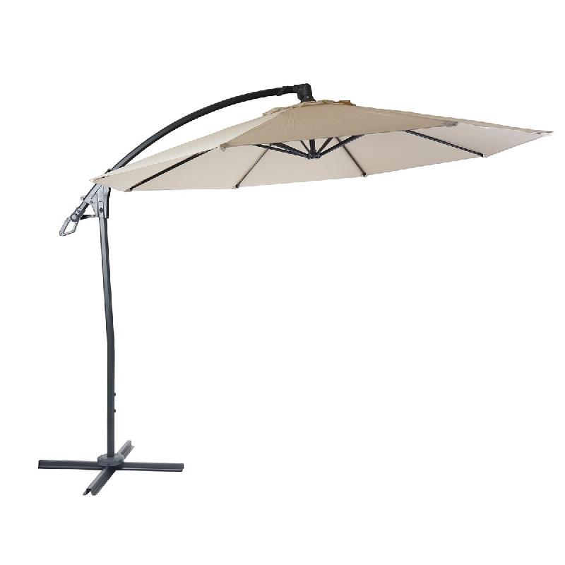 Décoshop26 - Parasol déporté rond Ø 3 m aluminium / acier et polyester crème-blanc sans pied 04_0007914 - beige aluminium 3000262361137_0