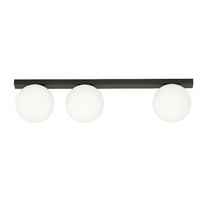 EMIBIG LIGHTING PLAFONNIER FIT, NOIR/OPALE, À TROIS LAMPES