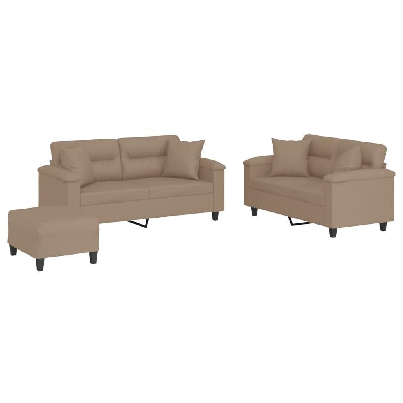 Ensemble de canapés 3 pcs avec coussins cappuccino similicuir Modèle Hervelisse - 8721012073487_0