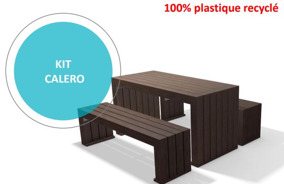 Ensemble pique-nique en plastique recyclé hanit - KIT CALERO V1 - 150 cm, 285 Kg - Forme cubique et robuste_0