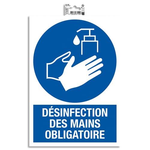 Exacompta - Panneau PVC adhésif antidérapant désinfection obligatoire 23 x 33 cm - Conforme ISO 7010 - Réf. 67119E_0