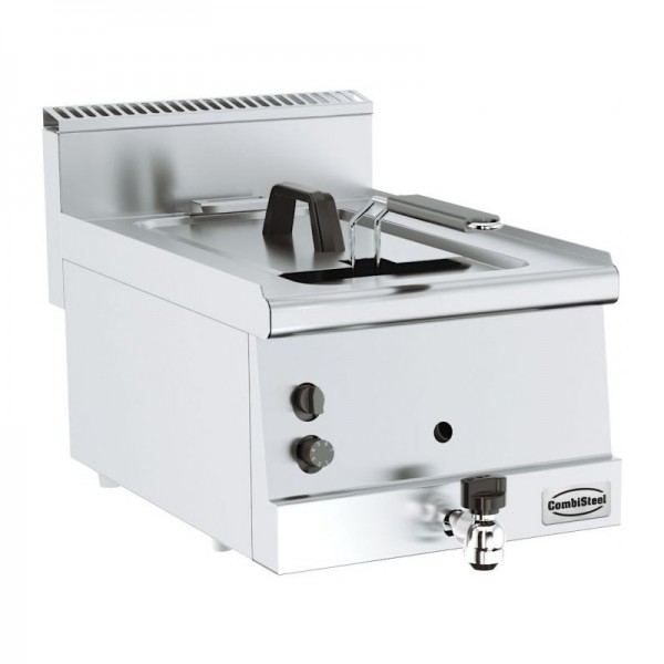 Friteuse professionnelle gaz 8 litres avec vidange - Combisteel 7178.0080 - Thermostats de sécurité et panier inox_0
