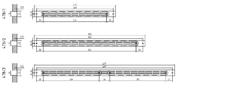 GRILLE PLAT INTERIEUR SIMPLE 375X20MM ALU - RENSON - 11939