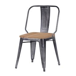 GHP Halenbeek Chaise de restaurant MONACO, acier et teck, 79 x 51.5 x 57 cm, gris/marron - marron acier 615002TW_0