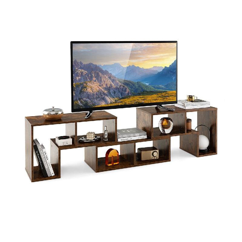 Helloshop26 - Meuble TV de rangement 134-180 x 30,5 x 43 cm pour en bois marron 20_0012791 - marron Bois massif 3000227403506_0