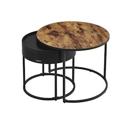 Helloshop26 - Tables basses lot de 2 tables d'appoint rondes tables gigognes style moderne rangement discret et plateau pour salon 12_0007681 - 300022_0