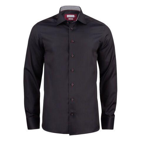 J.HARVEST & FROST RB20 TWILL CHEMISE SLIM FIT HOMMES NOIR/ROUGE - TAILLE L
