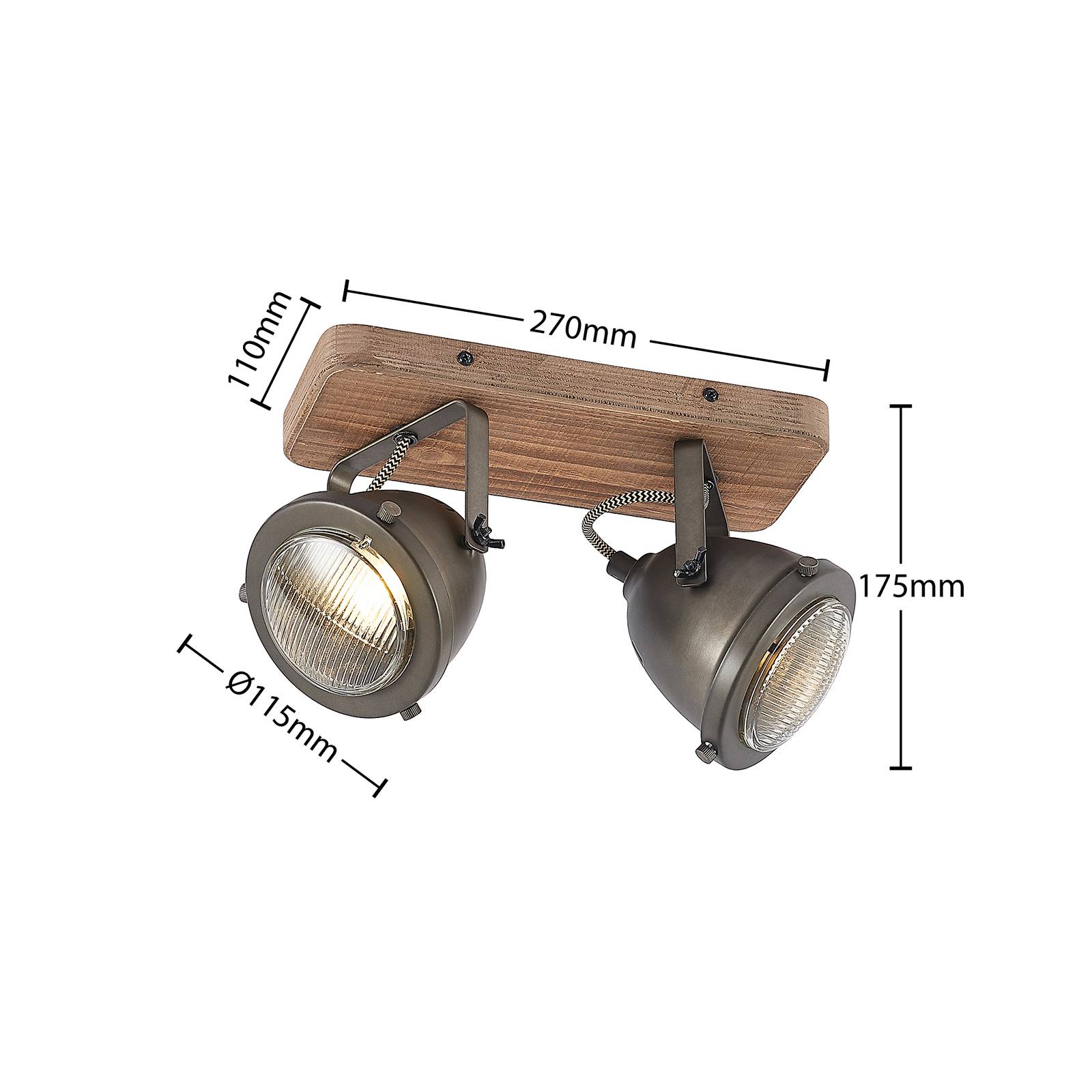 LINDBY SPOT POUR PLAFOND FAROVI, NOIR, 27 CM, À 2 LAMPES, GU10