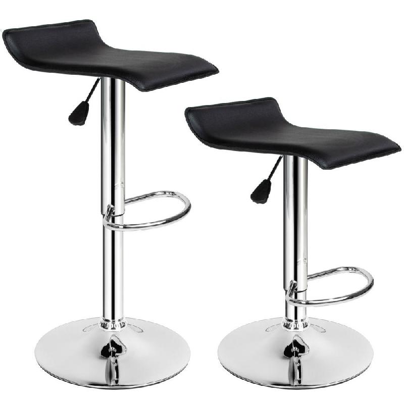 Lot de 2 tabourets de bar - Hauteur réglable - Design moderne noir - Helloshop26 1208008_0