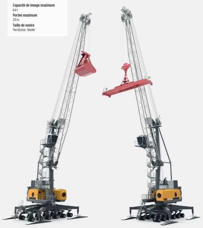Grue portuaire LPS 180 - Liebherr - capacité de levage max 64t - portée 35m_0