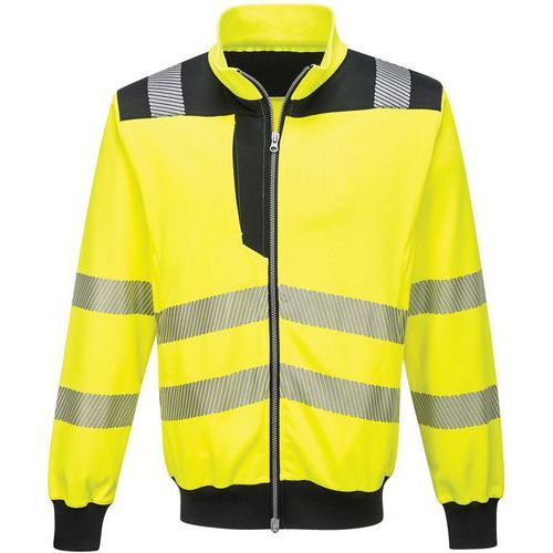 SWEATSHIRT ZIPPÉ PW3 HAUTE VISIBILITÉ PW370 NOIR/JAUNE S - PORTWEST
