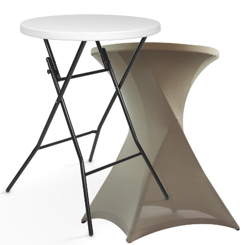 Mange-debout pliant 110x80 - housse stretch sable - intérieur/extérieur - usage professionnel_0