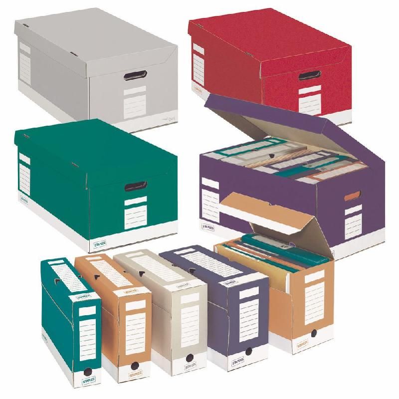 PACK : 25 BOÎTES ARCHIVES STAPLES PREMIUM + 5 CAISSES ARCHIVES ASSORTIES
