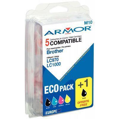 Pack de 5 cartouches d'encre compatibles Brother LC970/1000 - Noir, Cyan, Magenta, Jaune + 1 noir offert - Garantie 2 ans_0