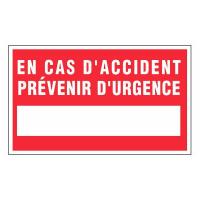 PANNEAU EN CAS D'ACCIDENT PRÉVENIR D'URGENCE