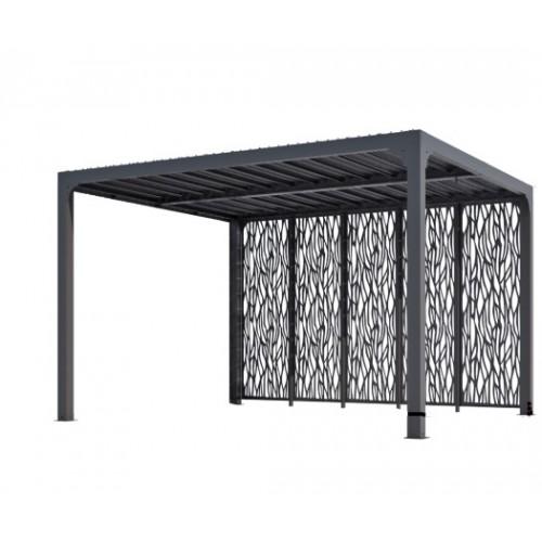 PERGOLA BIOCLIMATIQUE AVEC VENTELLES ET 5 PANNEAUX MOUCHARABIEH - 3,60X3,00 M - 10,80 M2 HABRITA
