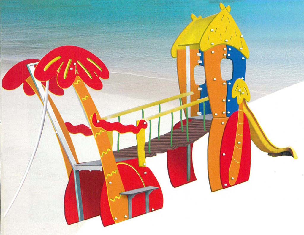 Structure pour aire de jeux Petit oasis 1 - ref : 1285p/sb - aluminium inaltérable, panneaux HDPE, boulonnerie inox_0