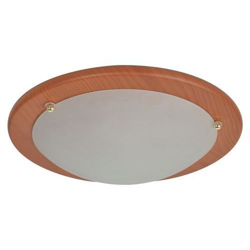PLAFONNIER ROND EN VERRE DÉPOLI. BASE EN MÉTAL EFFET EZIO ACAJOU - COREP