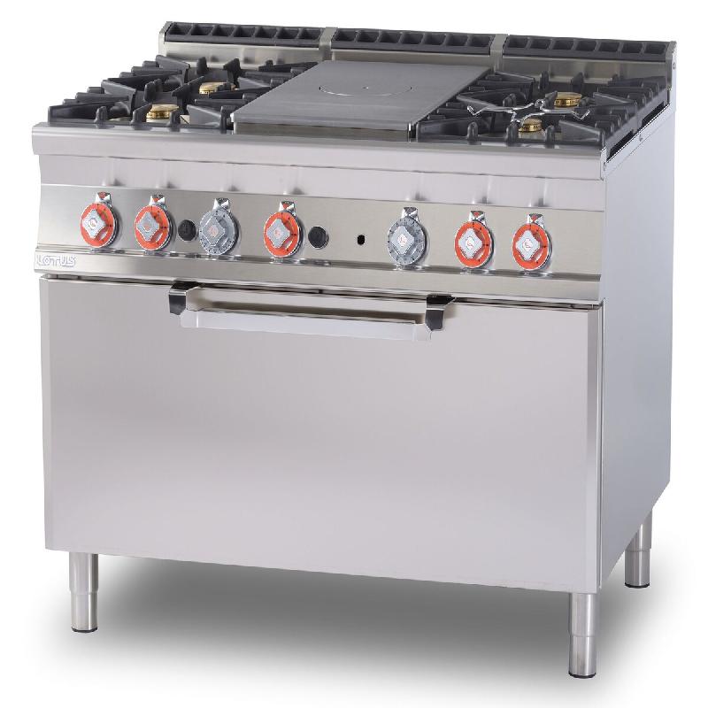 Plaque de cuisson tout gaz + 4 brûleurs avec flamme pilote sur maxi-four électrique statique. Dimensions 120x90 h90 cm. Modèle TPF4-912GE - 2022_0