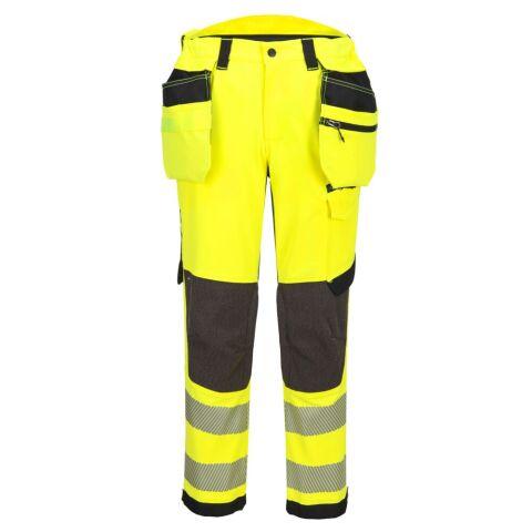 PORTWEST EV448 PANTALON STRETCH POCHES FLOTTANTES EV4 HAUTE-VISIBILITÉ CLASSE 2 TALL JAUNE/NOIR - TAILLE 30 - LONG