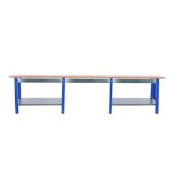 PROREGAL Etabli BUFFALO WOOD avec 3x Tiroir| HxLxP 86,5x300x75cm | Capacité de Charge 1000kg | Bleu - bleu métal PR_RS157-98_0