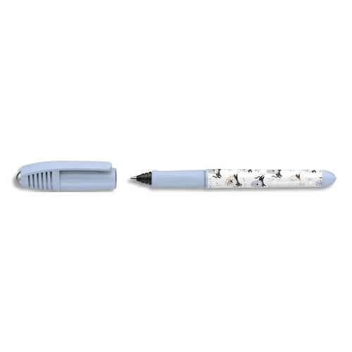 ROLLER A CARTOUCHE SCHNEIDER ZIPPI - BLEU - MOTIF LIONS - POINTE - ACIER INOXYDABLE - CARTOUCHE ENCRE BLEU