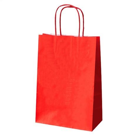 SAC CABAS AVEC ANSES 26+14X32 CM KRAFT ROUGE (VENDU PAR 250)