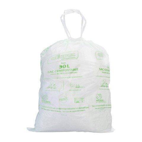 SAC POUBELLE POUR DÉCHETS COMPOSTABLE 30 L ALFAPAC PROFESSIONNEL - 25 SACS