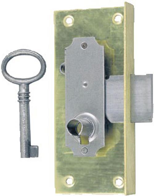 SERRURE À ENTAILLER DE BIBLIOTHÈQUE 514 AXE 25MM LARGEUR 45MM GAUCHE AVEC 1 CLÉ - DEVISMES - S514A25GLBL