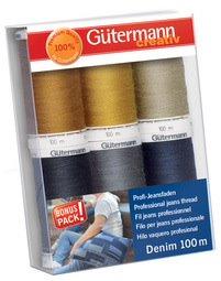 GÜTERMANN SET DE FILS À COUDRE 'DENIM', 6 BOBINES - LOT DE 2