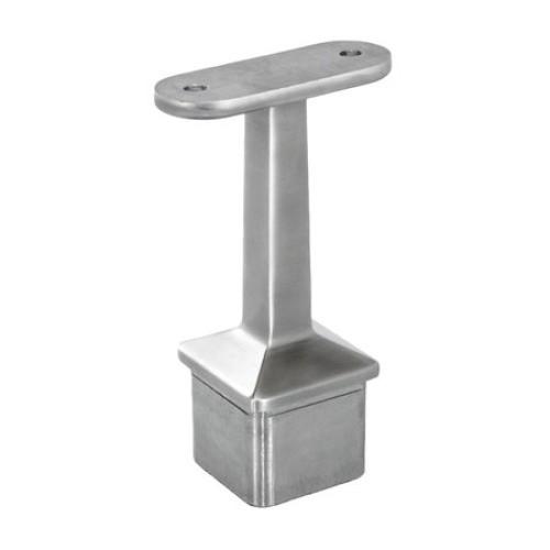 SUPPORT MAIN COURANTE CARRÉE 40 X 40 MM - INOX 316 - FIXE POUR PROFIL ROND - DROIT - BROSSÉ DESIGN PRODUCTION