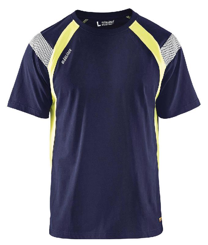 T-SHIRT MARINE/JAUNE FLUORESCENT TAILLE S - 333210308833S - MANUTAN COLLECTIVITÉS