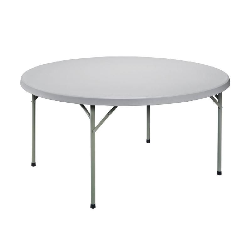 TABLE RONDE PLIANTE DIAMÈTRE 150 CM  POLYÉTHYLÈNE - PLATEAU GRIS