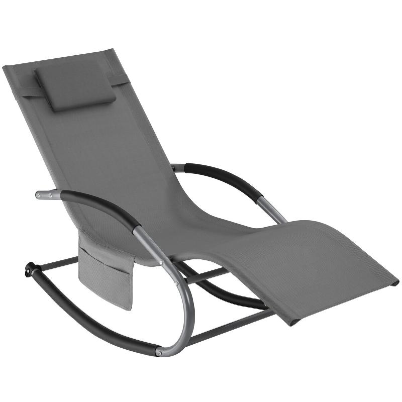 Tectake Chaise longue TAYA ergonomique avec fonction de balancement - gris, par pièce - 406169 - gris acier 406169_0