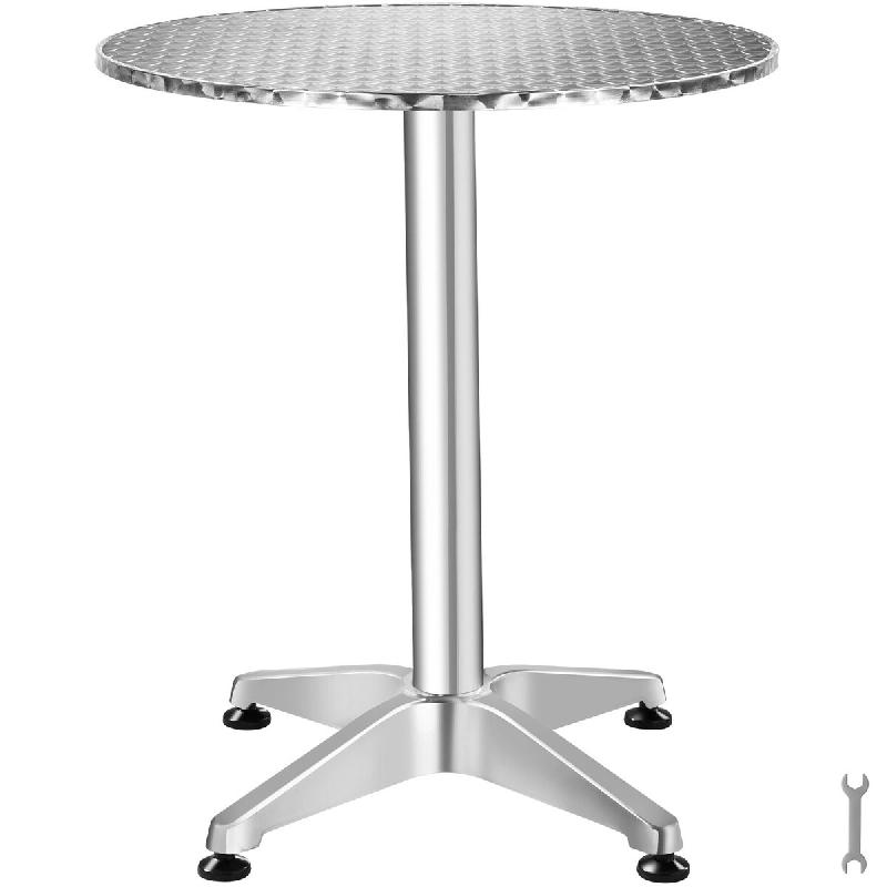 TecTake GmbH tectake table de bistrot FREDÉRIC aluminium, résistante aux intempéries, réglable en hauteur, 67x67x70-110cm, argent - argenté Bo_0