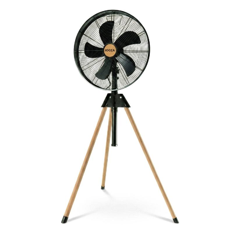 Ventilateur sur pied 50W Trépied Bois 5 Pales Ø40cm 3 Vitesses Oscillation Inclinaison & Hauteur Réglable 116 à 130 cm Jocca - noir 8435253594099_0