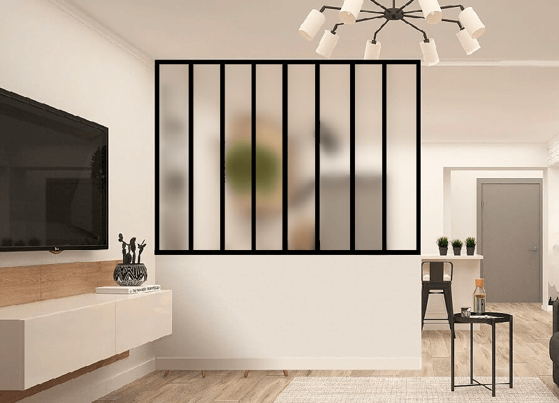 Verrière d'Intérieur Aluminium 8 Vitrages Dépolis Haut de Gamme Noir, Blanc, Gris et Nuancier Ral Sur Mesure Style Atelier Référence: Verrière 8 vitrages dépoli_0